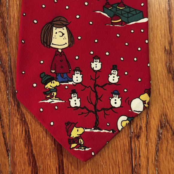 Vintage Peanuts "Happy Holidays" Silk Tie Christmas Made USA Snoopy Woodstock - Picture 6 of 10